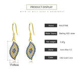 Kaletine Evil Eye Earrings Yellow CZ 925 Sterling Silver Hippie Drop Earings