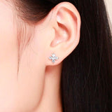 925 Silver Flower CZ Stud Earrings For Women Girls Kids