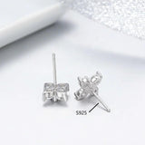 925 Silver Flower CZ Stud Earrings For Women Girls Kids