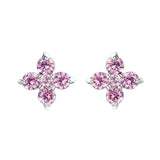 925 Silver Flower CZ Stud Earrings For Women Girls Kids