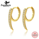 Davis 925 Silver CZ Hoop Earring For Women Fine S925 Jewelry
