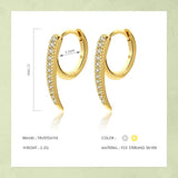 Davis 925 Silver CZ Hoop Earring For Women Fine S925 Jewelry