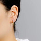 Davis 925 Silver CZ Hoop Earring For Women Fine S925 Jewelry