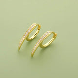 Davis 925 Silver CZ Hoop Earring For Women Fine S925 Jewelry