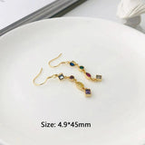 925 Silver Colorful Zircon Tassel Earrings Women Wedding Party