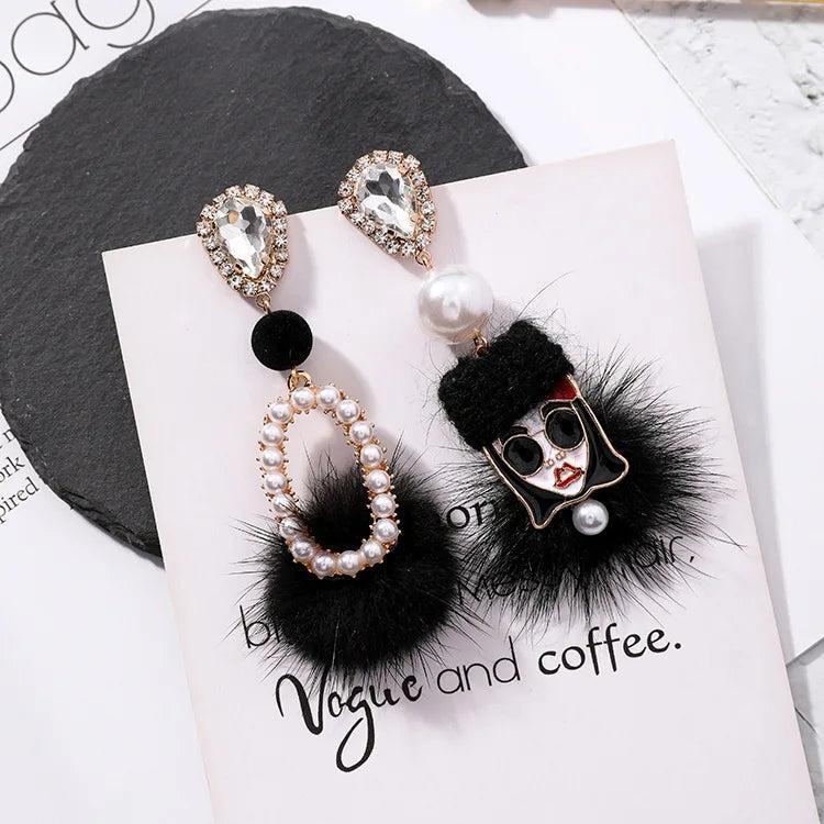 Crystal Austrian Sweet Girl Hair Ball Earrings