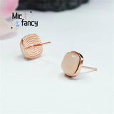 S925 Silver Hetian Jade Square Earrings Pink Stone Lady Sweet Women Jewelry