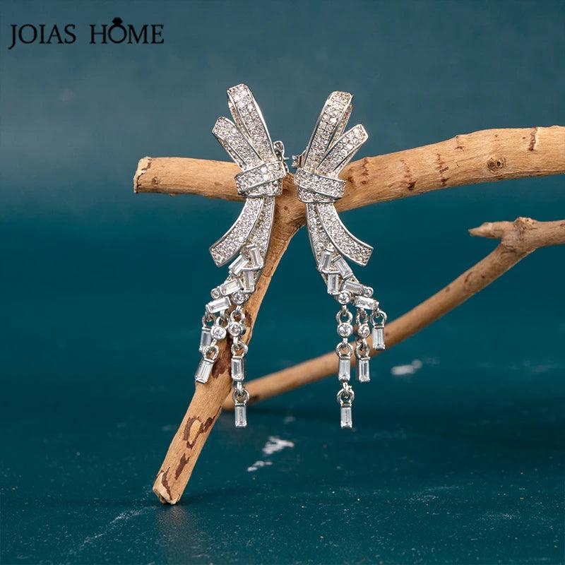 Angel Wings Bowknot Earrings 925 Silver Jewelry Wedding Accessories