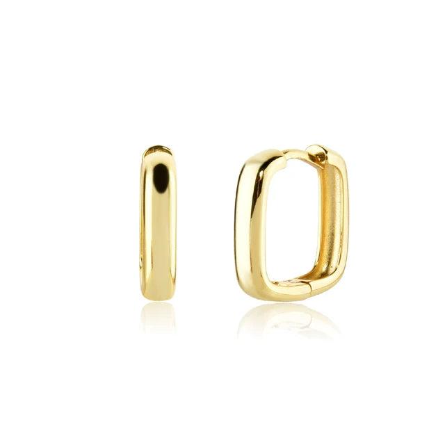 11mm Square Geometric Hoop Earrings 925 Sterling Silver Rock Punk Women Jewelry