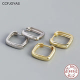 11mm Square Geometric Hoop Earrings 925 Sterling Silver Rock Punk Women Jewelry