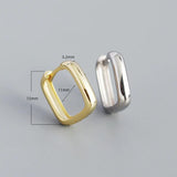 11mm Square Geometric Hoop Earrings 925 Sterling Silver Rock Punk Women Jewelry