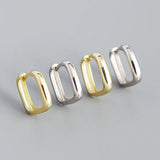 11mm Square Geometric Hoop Earrings 925 Sterling Silver Rock Punk Women Jewelry