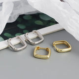 11mm Square Geometric Hoop Earrings 925 Sterling Silver Rock Punk Women Jewelry