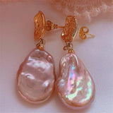 Baroque Pearl Earrings 18KGP Holiday Classic Jewelry Party Accessory