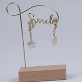 Vintage Metal Pearl Earrings, Large Pendant Freshwater Pearl Earrings