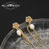 Flowers Tassel Pearls Earrings Retro Jewelry Women Party