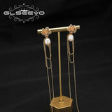 Flowers Tassel Pearls Earrings Retro Jewelry Women Party