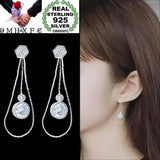 Water Drop Zircon 925 Silver Stud Earrings ER95