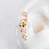 925 Silver Pinky Girl Women Jewelry Lollipop Pink Stud Earrings Set