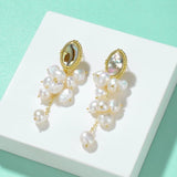 Abalone Shell Long Pearl Pendant Earrings S925 Silver Women Party Jewelry