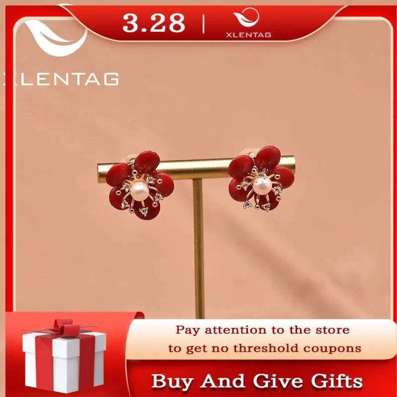Freshwater Pearl Coral Flower Earrings 925 Silver Fine Jewelry