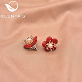 Freshwater Pearl Coral Flower Earrings 925 Silver Fine Jewelry