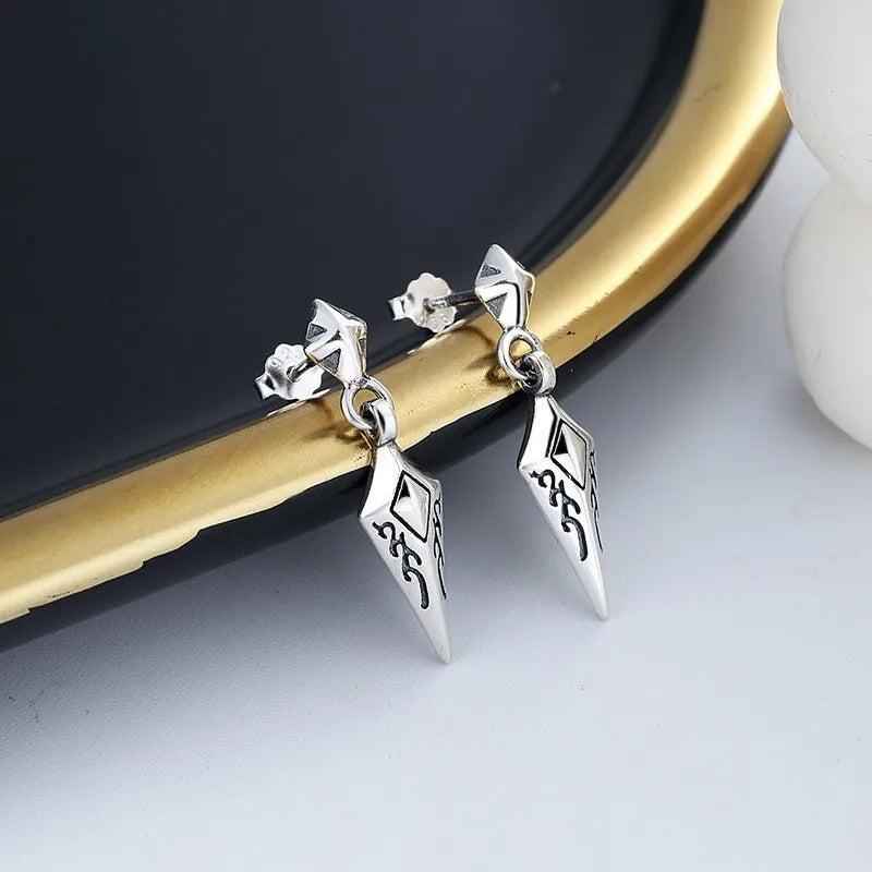 ZFSILVER S925 Silver Diamond Pattern Earring Party Jewelry Women Girl