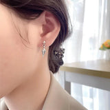 ZFSILVER S925 Silver Diamond Pattern Earring Party Jewelry Women Girl