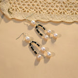 Freshwater Pearls Spinel Long Earrings 925 Silver Women's Jewelry