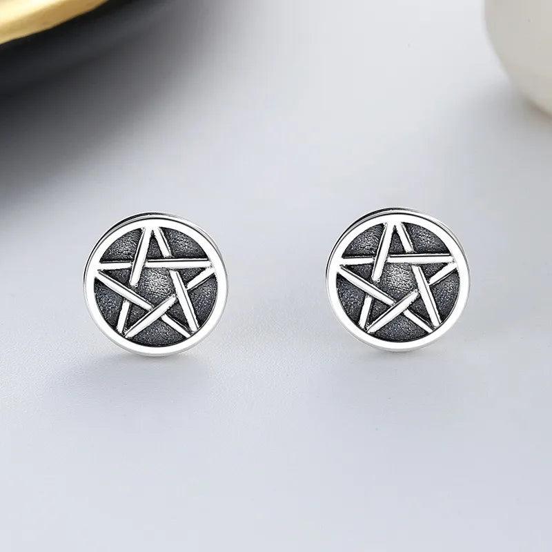 ZFSILVER S925 Silver Retro Star Earring Charm Jewelry For Women
