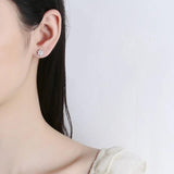 925 Silver Snowflake Zircon Stud Earrings for Women Girls Party Jewelry Gift