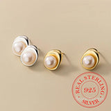 925 Sterling Silver Pearl Stud Earrings For Women Kids Ear Wedding Party Jewelry