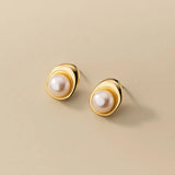925 Sterling Silver Pearl Stud Earrings For Women Kids Ear Wedding Party Jewelry
