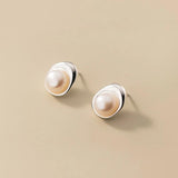 925 Sterling Silver Pearl Stud Earrings For Women Kids Ear Wedding Party Jewelry