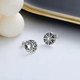 ZFSILVER S925 Silver Hip-hop Asymmetry Star Sun Earrings Charms