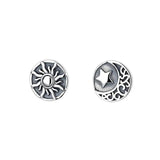 ZFSILVER S925 Silver Hip-hop Asymmetry Star Sun Earrings Charms