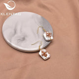 Natural Baroque Pearl Pink Flower Earrings Fine Jewelry