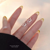 S925 Silver Hollow Crown Earrings Japanese Small Sweet Jewelry