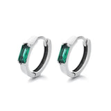 Silver Retro Green Zircon Circle Earrings Charms Jewelry Party Men Women