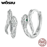 925 Sterling Silver Snake Ear Clips Green Zircons Ear Hoop Original Jewelry