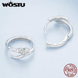 925 Sterling Silver Snake Ear Clips Green Zircons Ear Hoop Original Jewelry