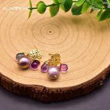 Vintage Natural Freshwater Pearl Crystal Pendant Earrings S925 Sterling Silver