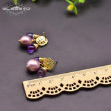 Vintage Natural Freshwater Pearl Crystal Pendant Earrings S925 Sterling Silver