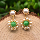 Freshwater Pearl Drop Earrings 925 Silver Vintage Jewelry GE0911B