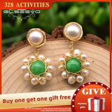Freshwater Pearl Drop Earrings 925 Silver Vintage Jewelry GE0911B