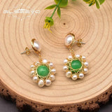 Freshwater Pearl Drop Earrings 925 Silver Vintage Jewelry GE0911B