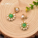 Freshwater Pearl Drop Earrings 925 Silver Vintage Jewelry GE0911B