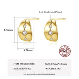 925 Silver Golden Hoop Earring CZ Cuff Huggie Boucle D'Oreille Femme Bijoux