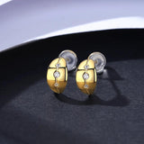 925 Silver Golden Hoop Earring CZ Cuff Huggie Boucle D'Oreille Femme Bijoux