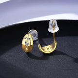 925 Silver Golden Hoop Earring CZ Cuff Huggie Boucle D'Oreille Femme Bijoux
